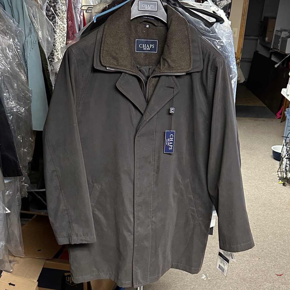 Chaps Men's Dark Gray Trench Coat - size 40R and 2 42R